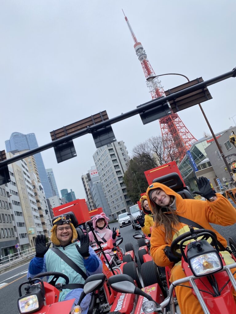 street kart tour in front of tokyo tower